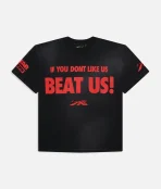 Hellstar Beat Us! T Shirt Red Black (2)