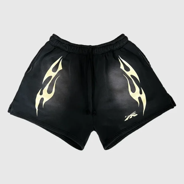 Hellstar Sports Flame Shorts Black (2)